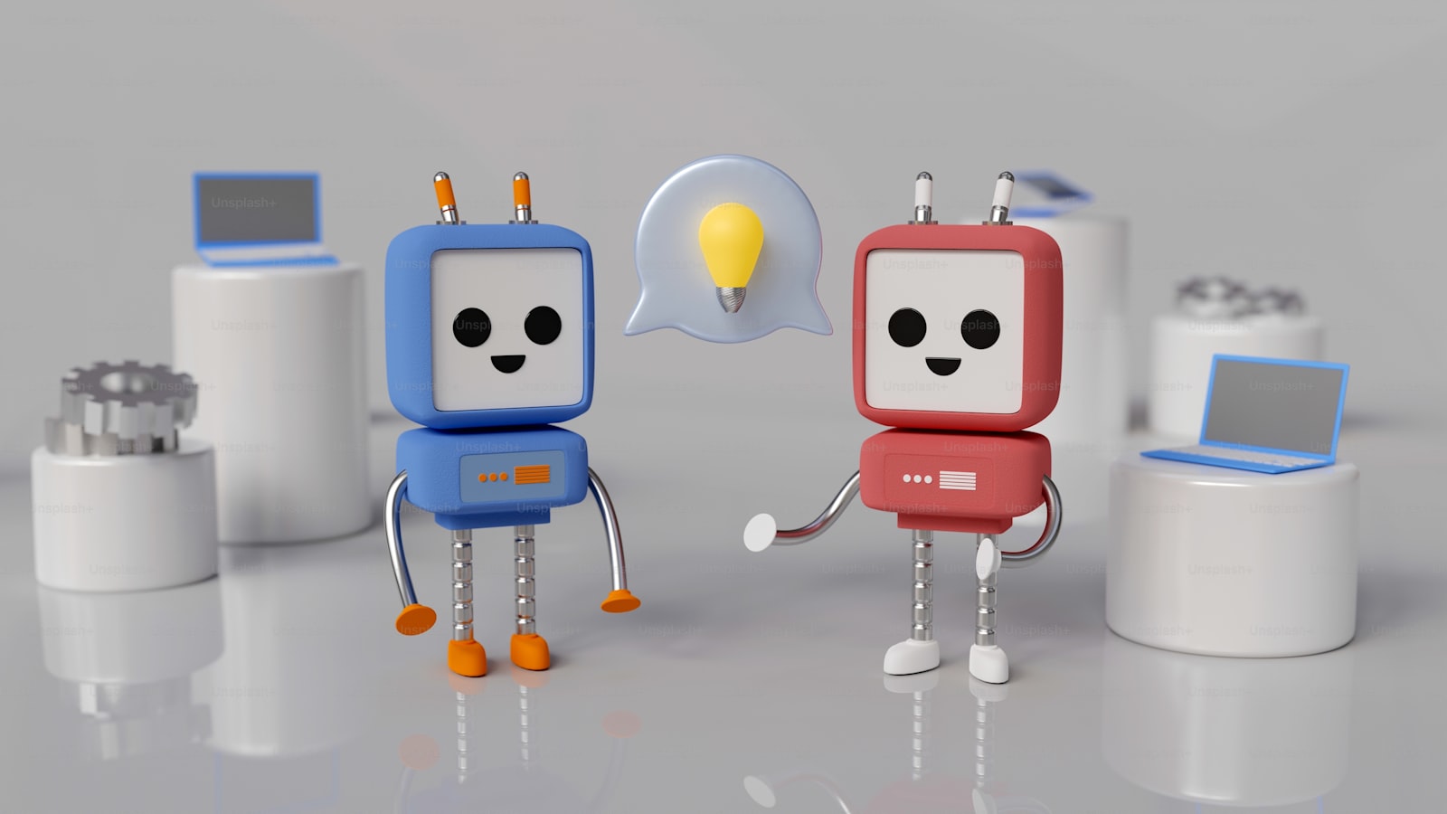 Two robots collaborating